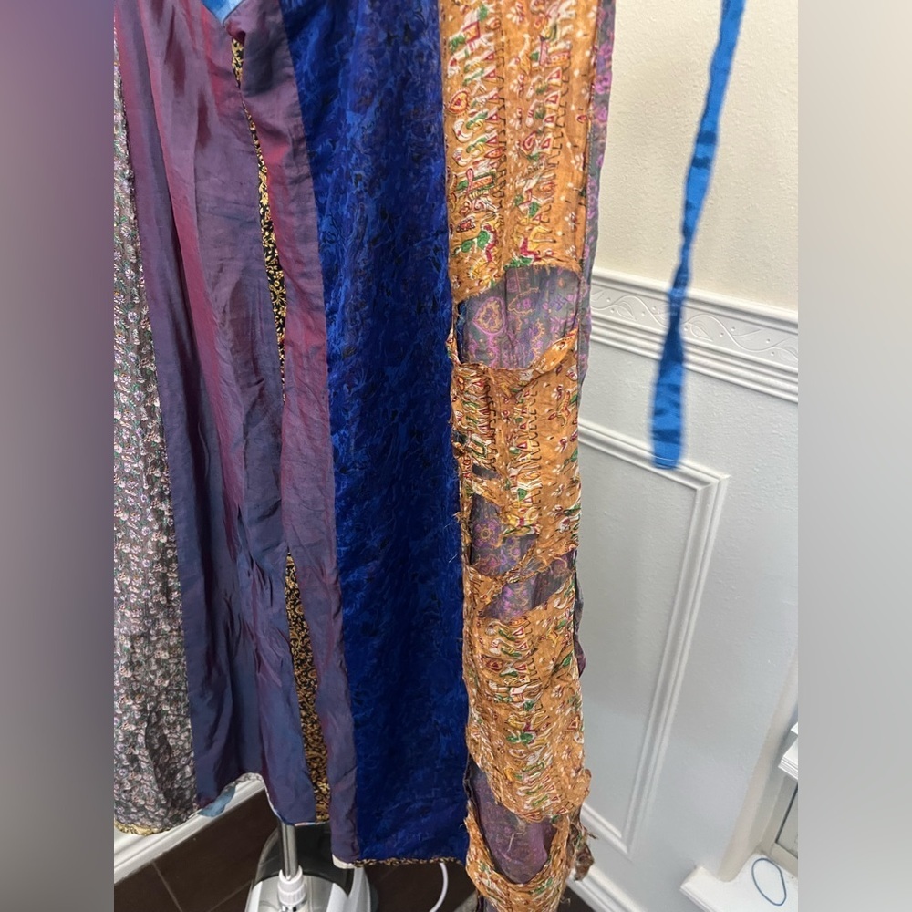 Boho Patchwork Reversible Wrap Skirt โ 100% Rayon โ Made in India - Picture 6 of 13